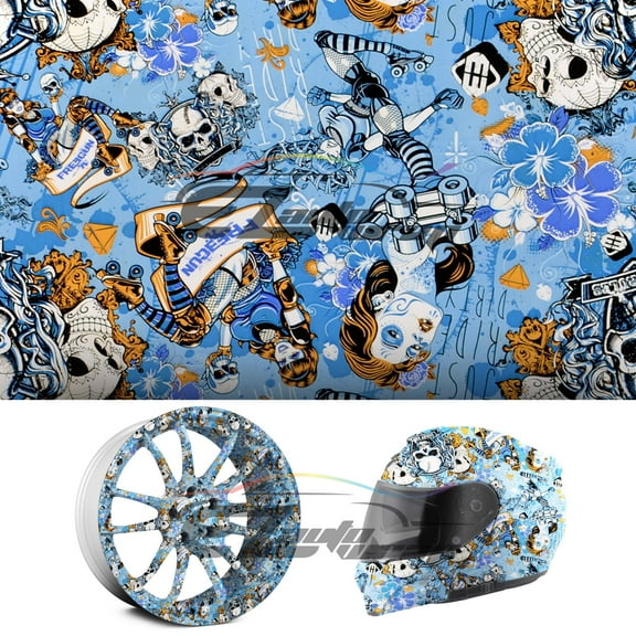 19"x38" Hydrographic Film Hydro Dipping Water Transfer Marionette Doll Skull #16