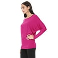 thumbnail image 2 of Women's Solid Long Sleeve Dolman Draped Loose Fit Knit Tunic Top S-3XL, 2 of 3