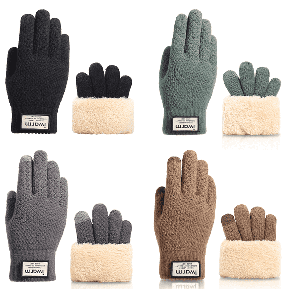Mitho Winter Gloves for Men and Women, Double-Layer Thickened, Touchscreen-Sensitive, 2 Pairs Black