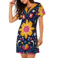 thumbnail image 3 of Lafuoo Cinco De Mayo Floral Pattern Women's Short-sleeved Nightdress, Knee-length Pullover Nightgown, Summer Home Wear-XX-Large, 3 of 8