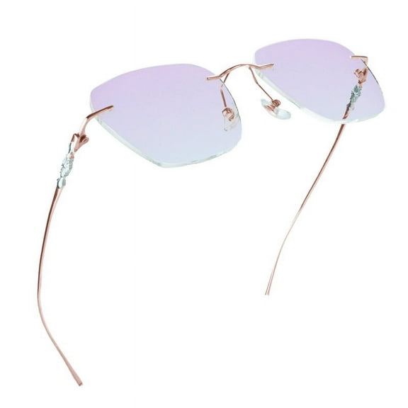 LifeArt Pure Titanium Frame Glasses/Blue Light Blocking Reading Glasses, Reduce Eyestrain, Stylish for Men and Women(Pink Gold, 3.50 Magnification)