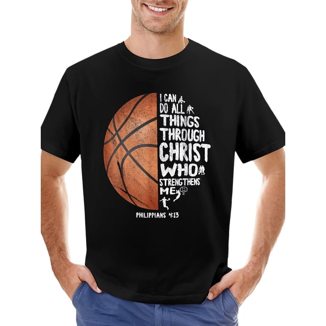 Can do all things through Christ Philippians 4:13 Basketball T-Shirt Tee For Adult, Men, Women, Teen, Teenager, Adolescent,Youth