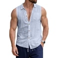 thumbnail image 2 of Sleeveless Shirts for Men Casual Button Chest Pocket Top Lightweight Summer Shirt Relaxed Fit Tank Top, 2 of 8