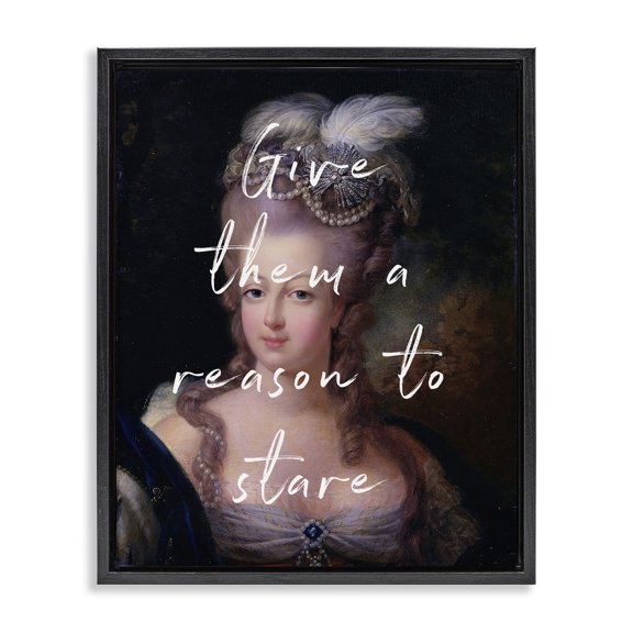 Stupell Industries Victorian Give Them A Reason To Stare Black Floating Frame Canvas Art, 17 x 21, by Tina LeCour