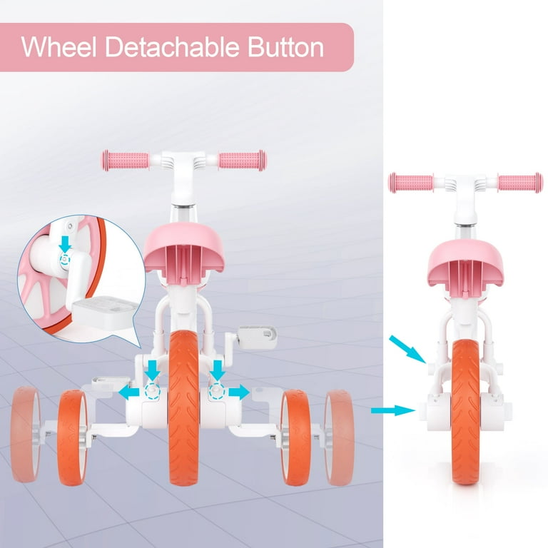 XJD 3-in-1 Toddler Tricycle, Adjustable Baby Bike, Balance