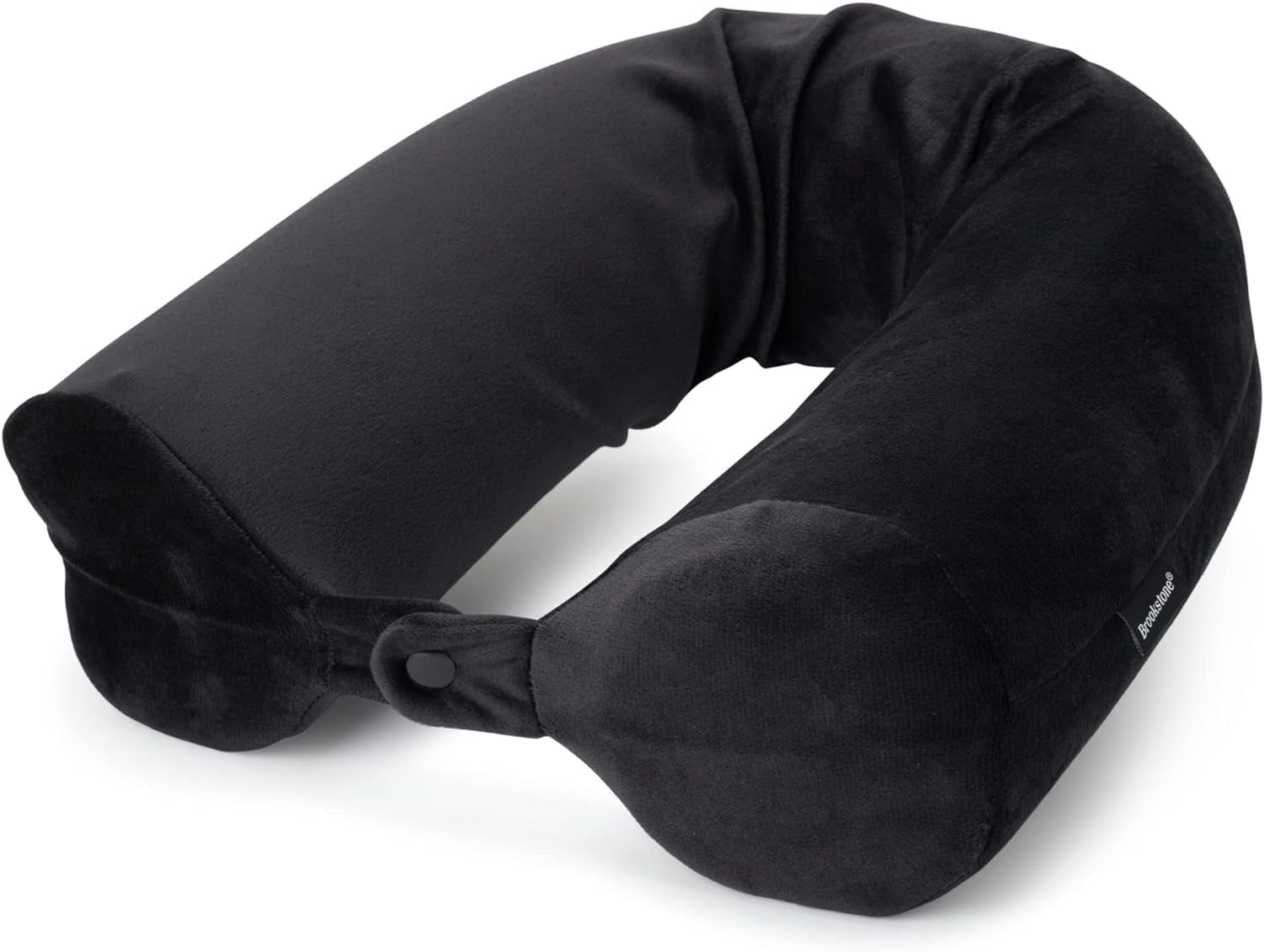 (3 pack) Brookstone Adjustable Memory Foam Travel Neck Pillow for Neck and Lumbar Support, Black