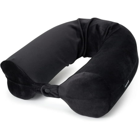 Brookstone Travel Neck Pillow Adjustable Free-Form Memory Foam Pillow for Neck and Lumbar Support