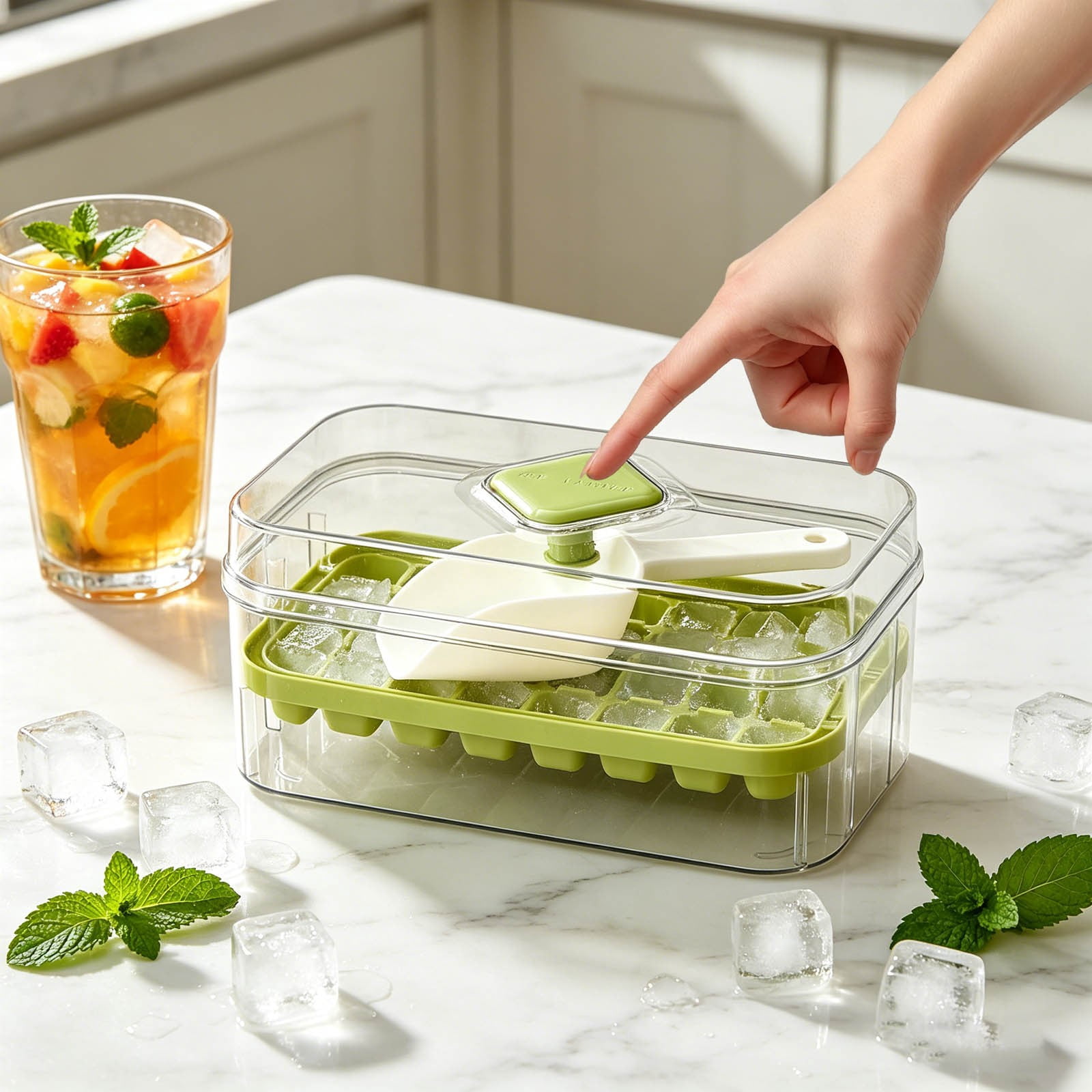 Button With Lid 28 Cavity Silicone Tray Storage And Easy Release Freezer For Home Kitchen Party Small Babies for Ice Cubes Ice Sphere Ice Tray Shapes Big round Silicone Tray Baby Food Food Lots Cubes