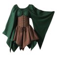 thumbnail image 2 of Medieval Fairy Dress, Renaissance Corset Set, Womens Traditional Irish Dress Renaissance Medieval Costume Flare Sleeve Corset Halloween Victorian Short Dress , Dark Green XXL, 2 of 6