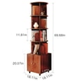thumbnail image 6 of GDF Studio 70" 5-Tier Rotating Bookshelf with Cabinet, 360° Spinning Corner Bookcase, Home Office, Walnut, 6 of 7