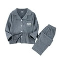 thumbnail image 3 of Toddler Summer Pajamas Kids Long Sleeve Button Down Winter Warm Top and Pants Home Set Toddler Girl Clothes Grey 3-4 Years, 3 of 5