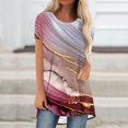 thumbnail image 2 of Dyegold Women's Tops Summer Casual Short Sleeve Marble Tunic Tops to Wear with Legging Fashion Round Neck Shirt Loose Blouse, 2 of 5