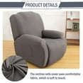 thumbnail image 4 of Rosnek Stretch Recliner Slipcover with Pockets Furniture Chair Cover, Gray (4 Pieces), 4 of 8
