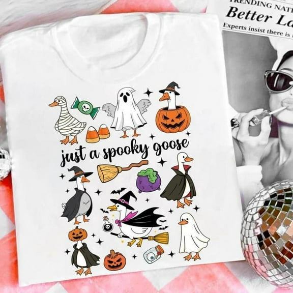 Women's Letter Goose Halloween Graphic Humor for Fall Tee T Shirt Top Short Sleeve Round Neck Black S-5XL