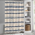 thumbnail image 3 of Blue Beige Stripes Fabric Shower Curtain Abstract Art Washable Shower Curtains for Bathroom, Waterproof Bath Curtain with Hooks Home Decor 36x72in, 3 of 8