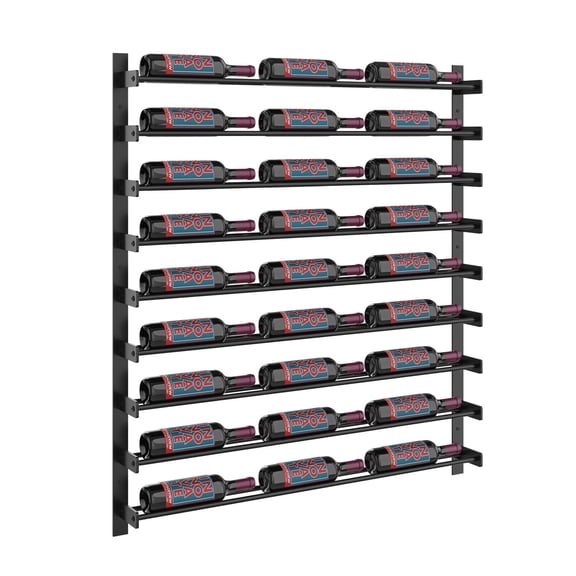 27-Bottle Wall Mounted Industrial Wine Rack in Matte Black – 45" H