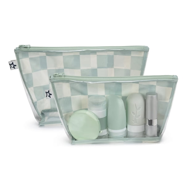 Juego de 2 bolsas de viaje Tiny Twinkle a prueba de desorden (Sage Checkers)