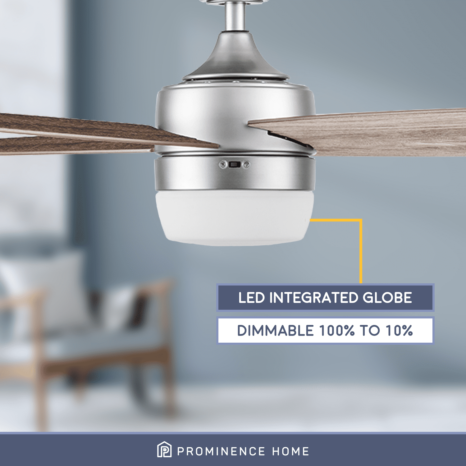 Prominence Home Atlas 44" Pewter Ceiling Fan with Light, Remote Control, 4 Blades & Reverse Airflow