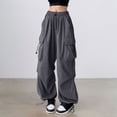 thumbnail image 2 of HNMKIU Plus Size Women's Retro Casual Cargo Pants Everyday Use Stylish Jogger Fit with Multiple Pockets Grey,XXXXXL, 2 of 4