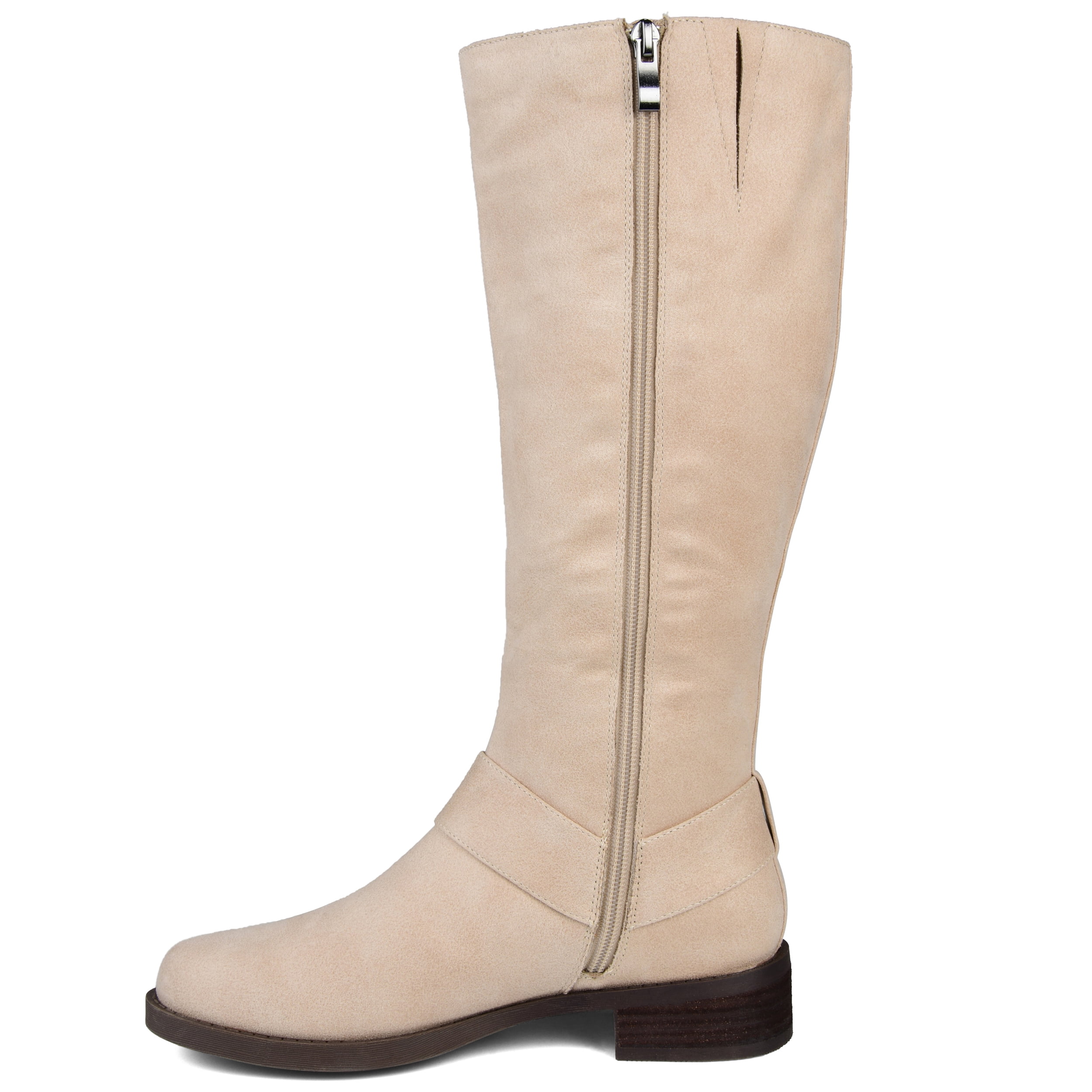 Journee Womens Meg Wide Calf Stacked Heel Riding Boots