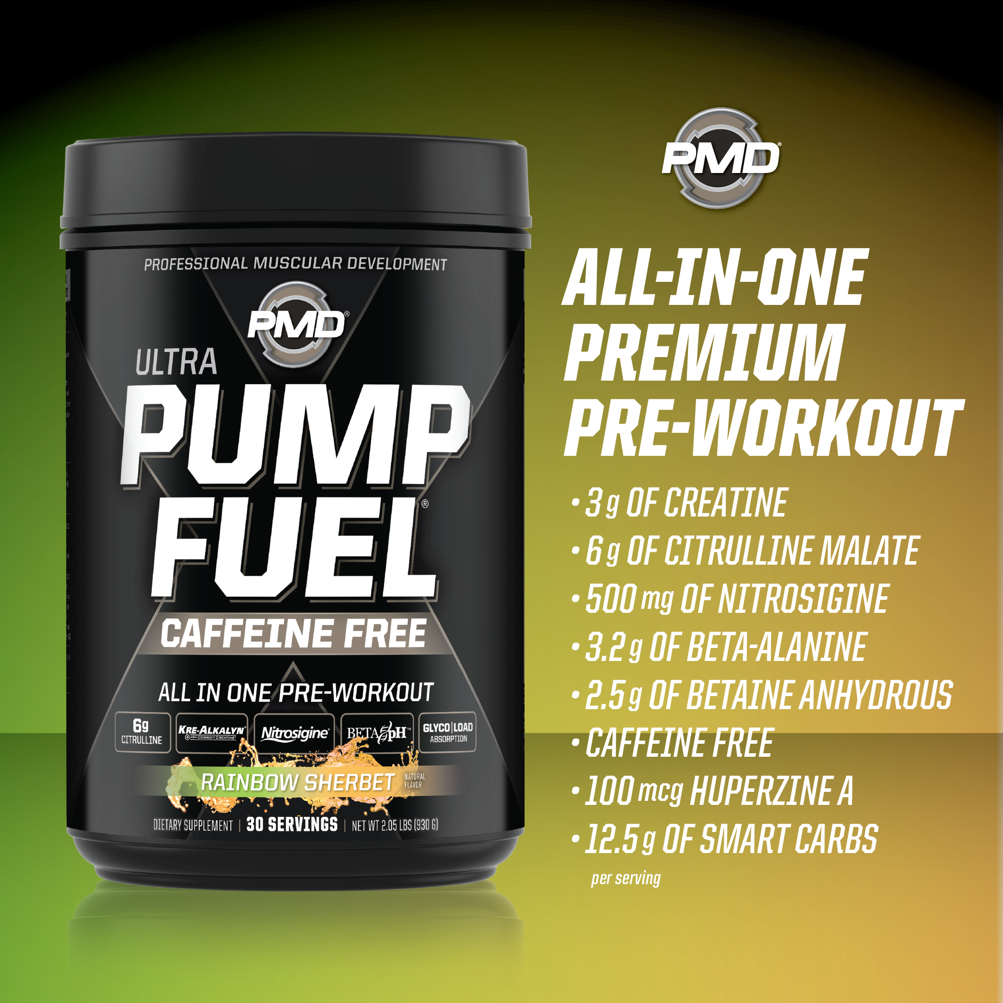 Pmd Sports Ultra Pump Fuel Caffeine Free Pre Workout Drink Mix Energy Strength Endurance Muscle Pumps And Recovery Complex Carbohydrates And Amino Energy Rockin Rainbow Sherbert 30 Servings Walmart Com