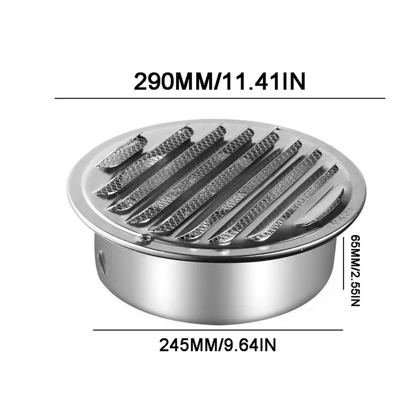 Stainless Steel Round Exhaust Vent Cover, Kitchen Range Hood Wall Protector with Rainproof Shield and Built in Screen