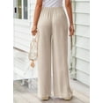 thumbnail image 6 of TEMOFON Pants for Women Wide Leg Linen Pant Casual Palazzo Summer Flowy Pants with Pocket Apricot Drawstring Comfy Loose Lounge Pants L, 6 of 11