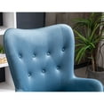 thumbnail image 5 of Modern Accent Armchair with Solid Wood Frame, Velvet Lounge Chair with Tufted Button Cushion and High Backrest for Living Room, Bedroom, Lounge, Blue, 5 of 9