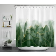 HVEST Mountain Shower Curtain,Abstract Marbling Shower Curtain for Bathroom Green Water Ripples Polyester Waterproof Fabric Bath Accessories with Hooks Set,72X78 Inches