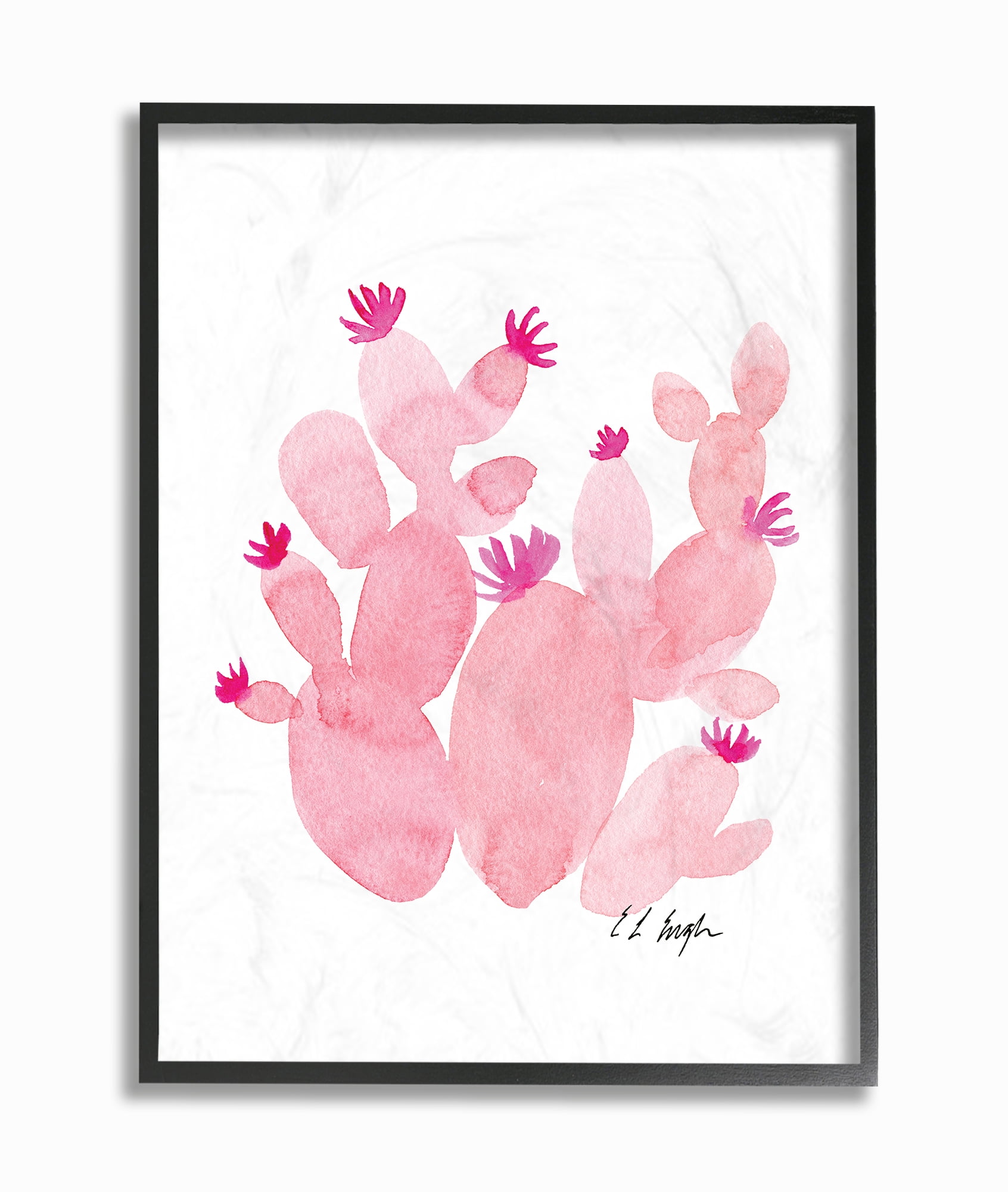 The Stupell Home Decor Mixed Pinks Watercolor Cacti Mod Shapes Framed Giclee Texturized Art 16 x 20 Multi-Color