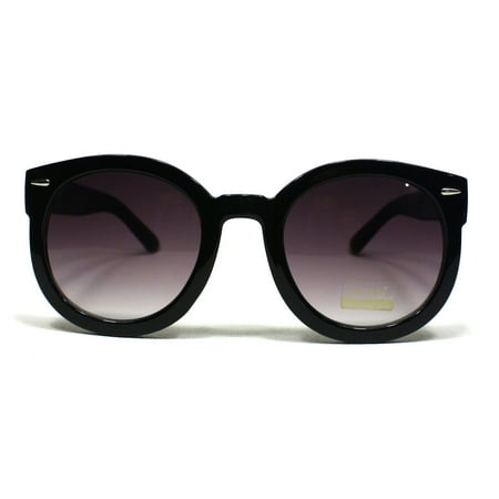 Thick Plastic Frame Round Horned Sunglasses for Women - (Best Sunglasses For Round Face Girl)