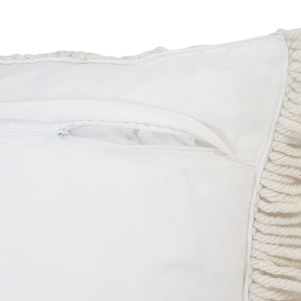 Ox Bay 24" x 24" Hand-Woven White Diamond Resistant Polyester Pillow Cover