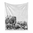 thumbnail image 1 of Animal Soft Flannel Fleece Throw Blanket, s Image Wild Safari Animals Vintage Style Print Monochromatic Details, Cozy Plush for Indoor and Outdoor Use, 50" x 60", White and Black, by Ambesonne, 1 of 6