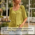 thumbnail image 4 of Baohd Femmes Blouse Manches Courtes Été Casual Top Vert L, 4 of 6