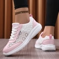 thumbnail image 4 of HEWUQI Bowling Shoes Women Lace up Arch Support Platform Wedge Walking Non Slip Sneakers Lightweight Casual Outdoor Athletic Footwear Pink Size 6, 4 of 6