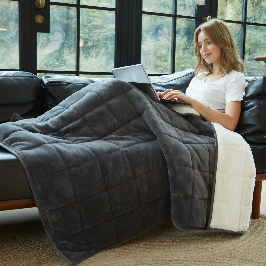 Merrylife Weighted Blanket Sherpa Throw Plush Fleece Couch Blanket Sofa