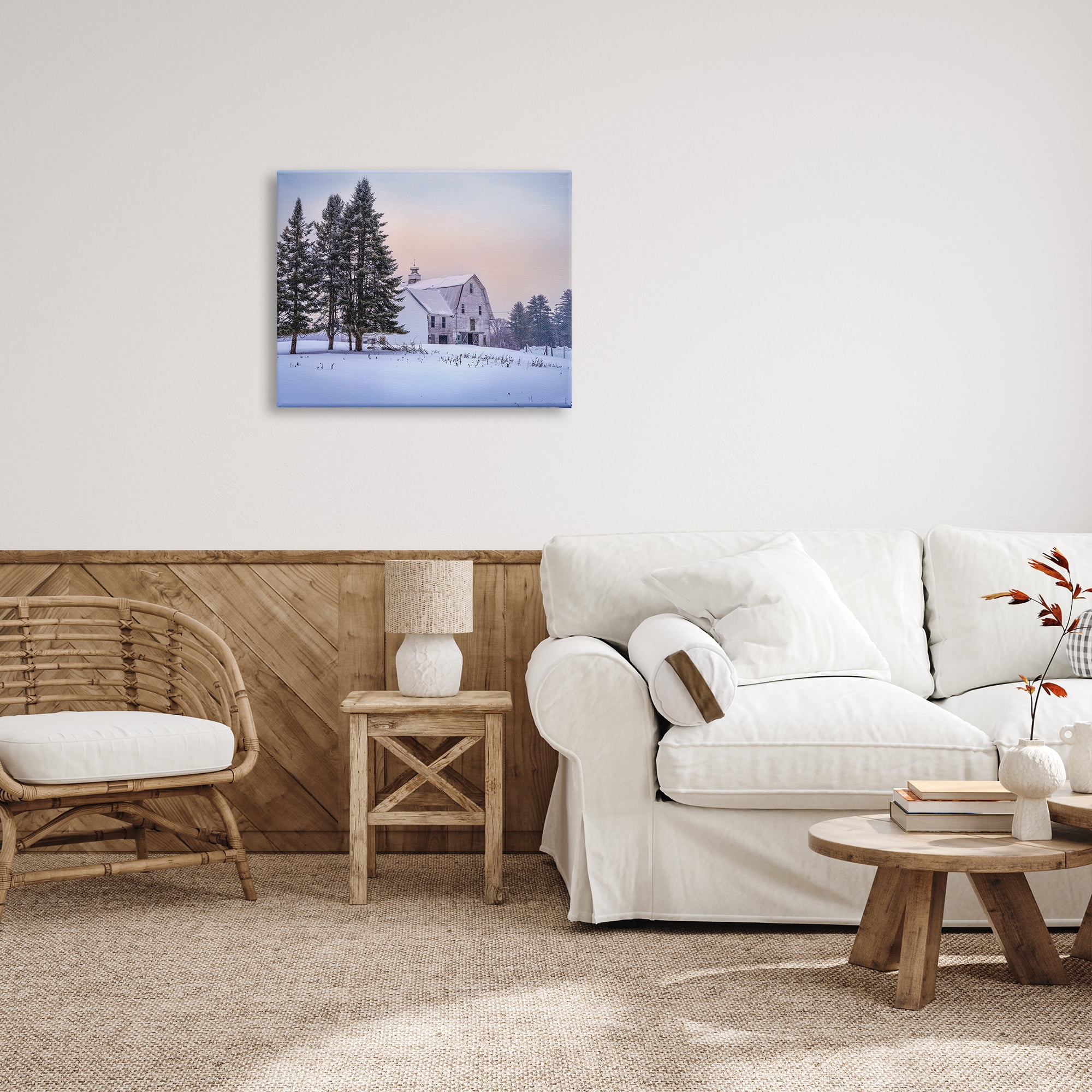 Stupell Industries Winter Farm Landscape Nature Photography Gallery Wrapped Canvas Print Wall Art, 30 x 24