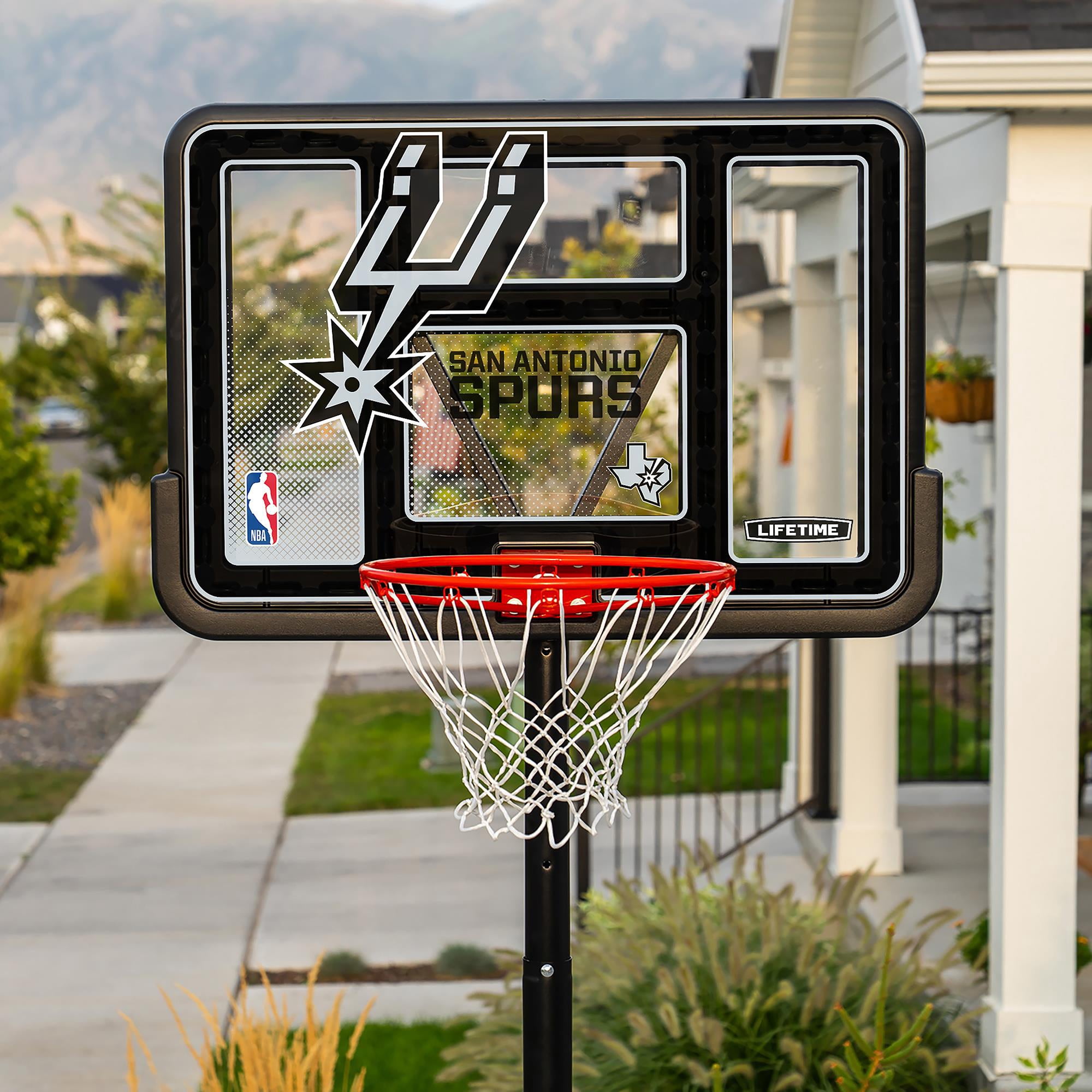 Lifetime NBA San Antonio Spurs 44" Portable Basketball Hoop with Wheels - 7.5 to 10 Ft Adjustable Height