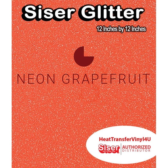 Siser Glitter Iron On Heat Transfer Vinyl 12 Inches by 12 Inches Neon Grapefruit