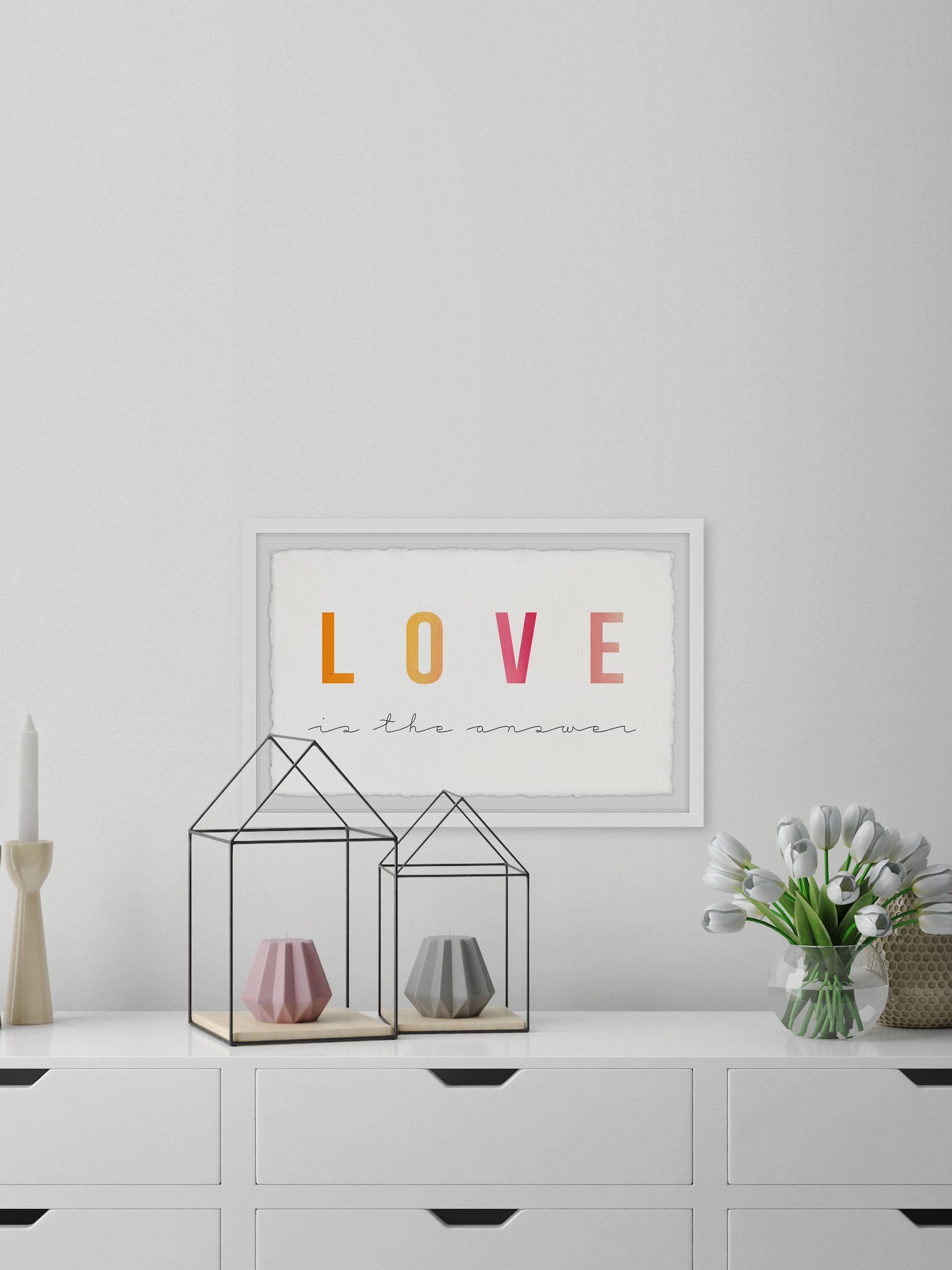 Marmont Hill Answer Is Love Framed Wall Art, 30.00" x 1.50"