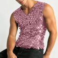 thumbnail image 2 of Landzoo Vest For Men Sequins Sleeveless V-Neck Undershirt Summer Cozy Soft Men Tank Tops Size L Rose Gold, 2 of 6