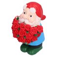 thumbnail image 2 of Figuritas de resina de Papá Noel, decoración navideña, estatuas de adorno, artesanía enana con rosa roja, 2 of 10