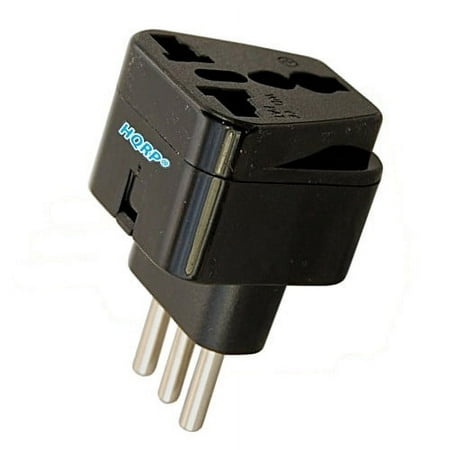HQRP Black Grounded Universal Travel Plug Adapter for Italy / Chile / Ethiopia / Lybia / Syria / Tunisia / Uruguay