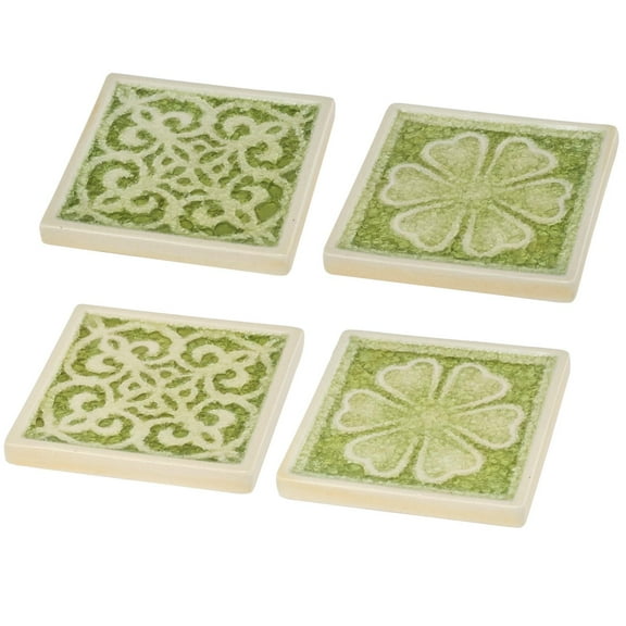 A&B Home Kelly Decorative Plates - Set of 4-Color:Green,Style:Classic Vintage