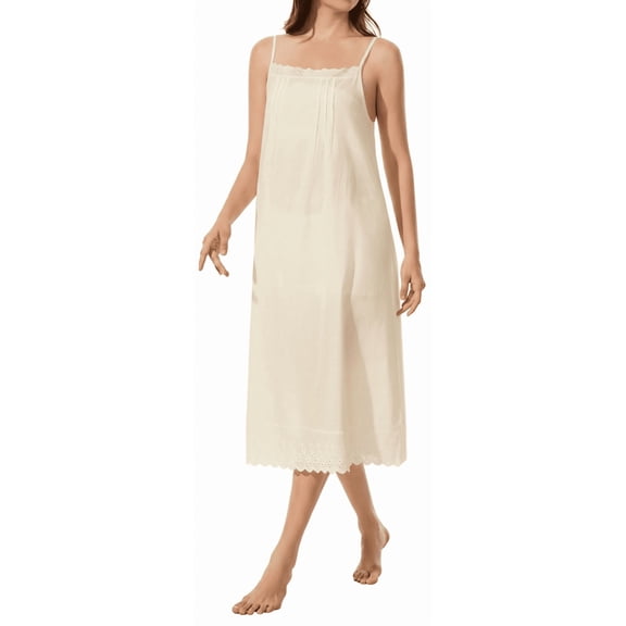 Women 100% Cotton Long Slip Full Slip For Under Dress Camisoles Lace  Slip Dress Petticoat