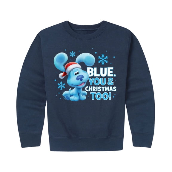 Blue's Clues & You! - A Blue Christmas Graphic Long Sleeve Fleece Sweatshirt
