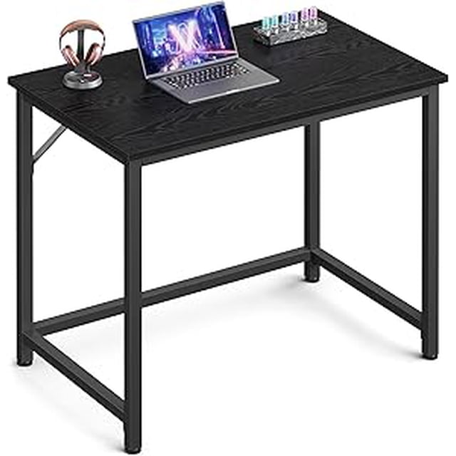 VASAGLE Escritorio, Mesa Oficina y Estación Trabajo, 50 x 80 x 76 cm, Estilo Moderno, Estructura Metal, Negro Ébano