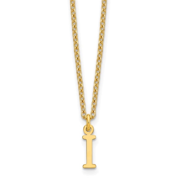 Sterling Silver Gold-plated Cutout Letter I Initial Necklace
