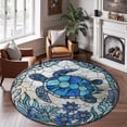 thumbnail image 2 of Round Rug, Sea Turtle9 Soft Washable Carpet, Non-Slip Floor Mat for Living Room Bedroom Home Decor 31 Inch, 2 of 6