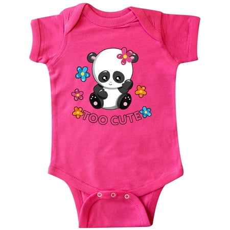 

Inktastic Too Cute Baby Panda with Flowers Gift Baby Girl Bodysuit